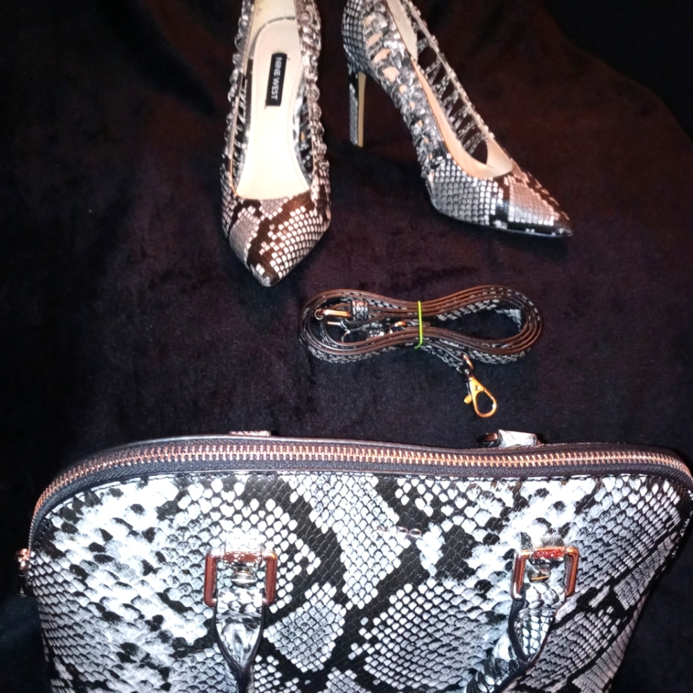 Woman's Aldo Handbag and Nine West Heels to match in a size 6.5m